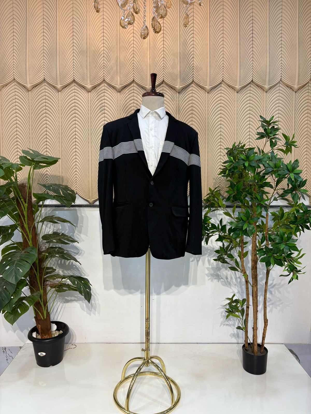 Black White Lines Casual Blazer 42