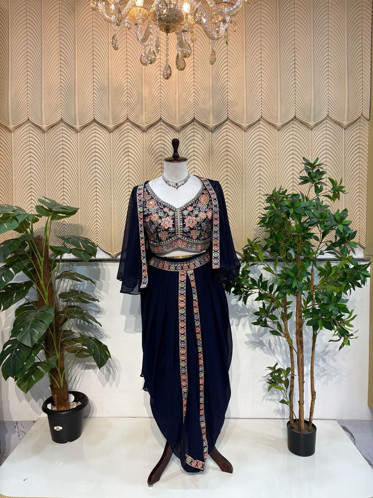 Blue Dhoti jacket pattern 