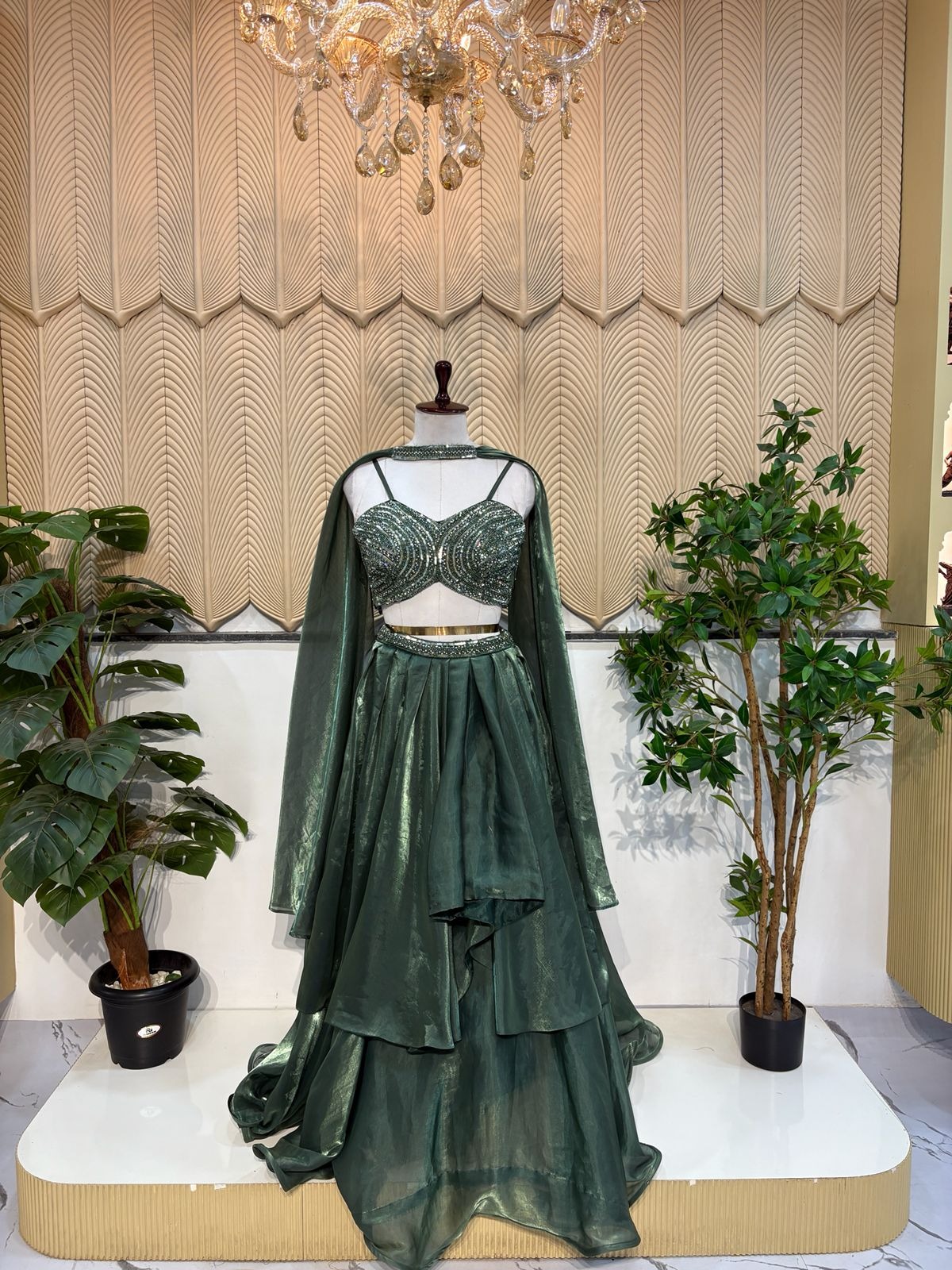 Mehandi green lehenga 