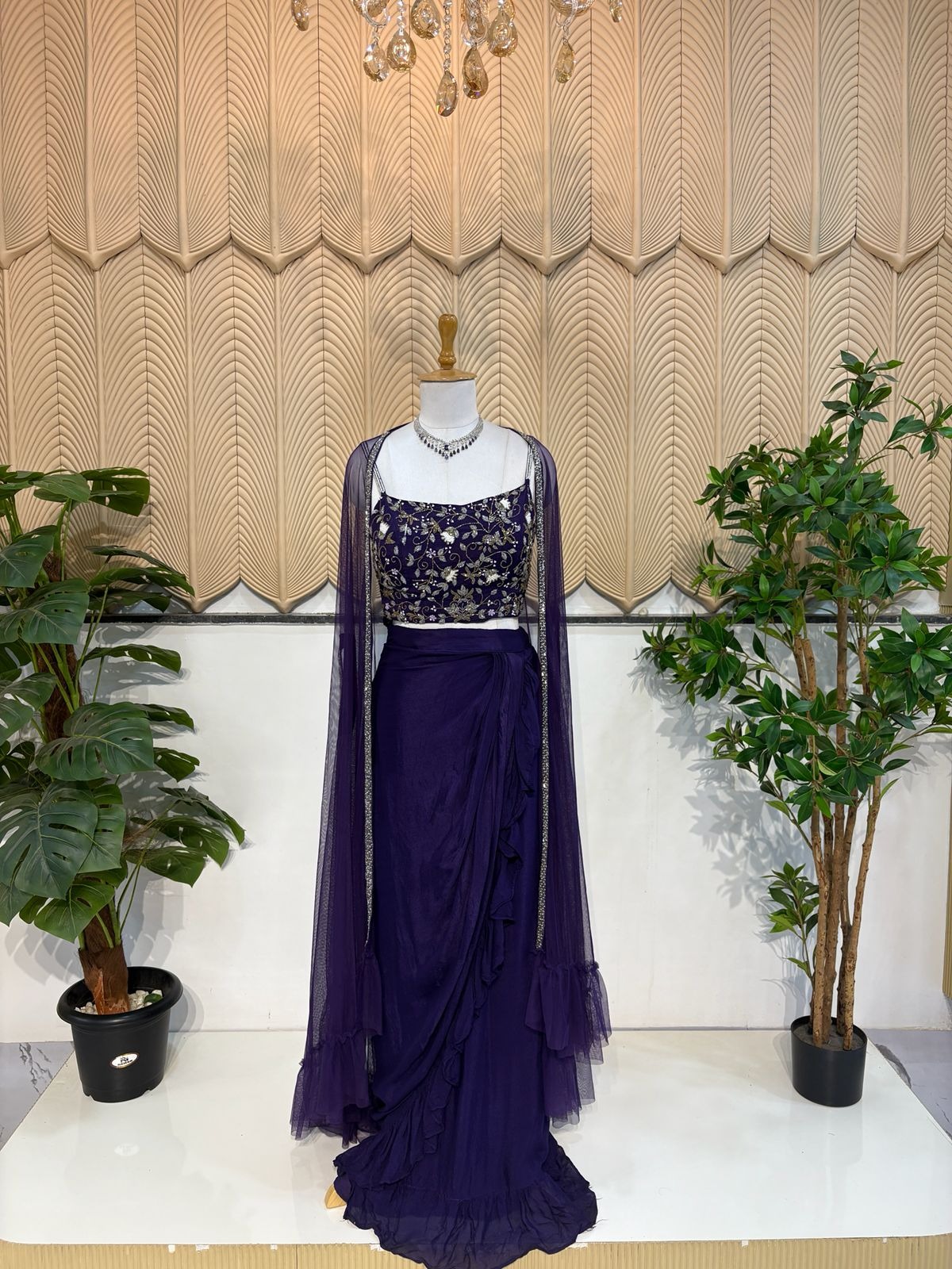 Purple indowestern 