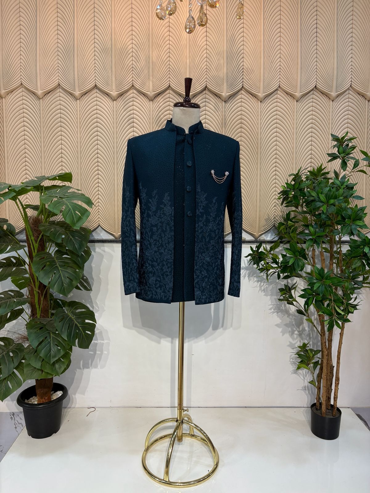 Peacock green jacket jodhpuri 42
