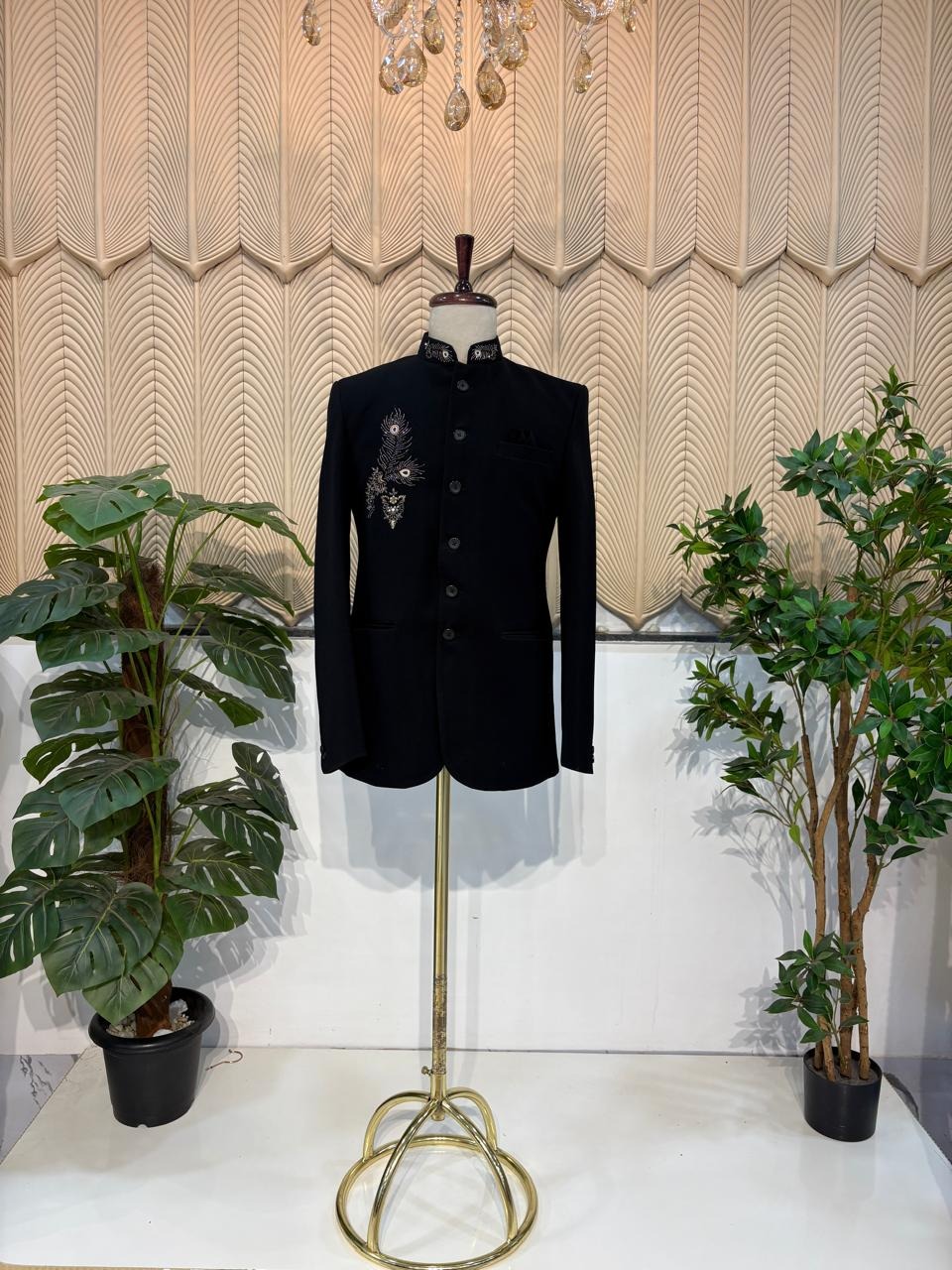 Black peacock work jodhpuri 40
