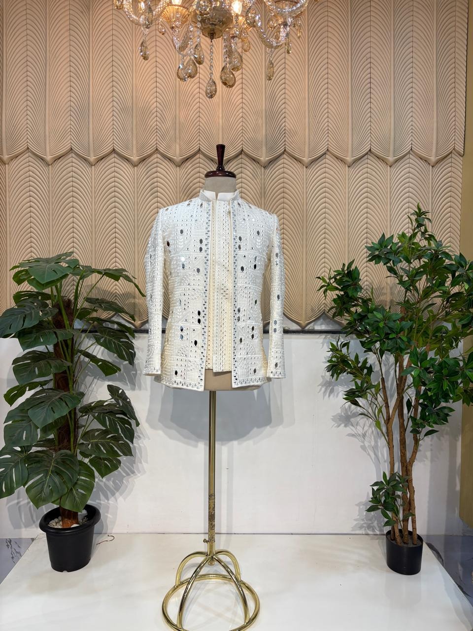 White mirror jacket jodhpuri 42