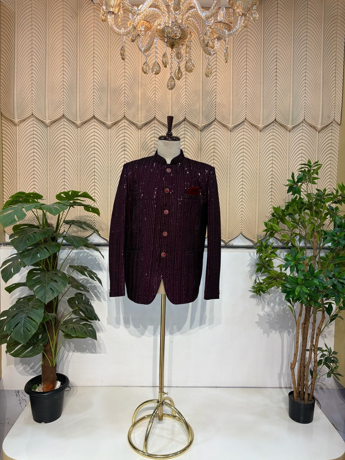 Wine sequin jodhpuri 44