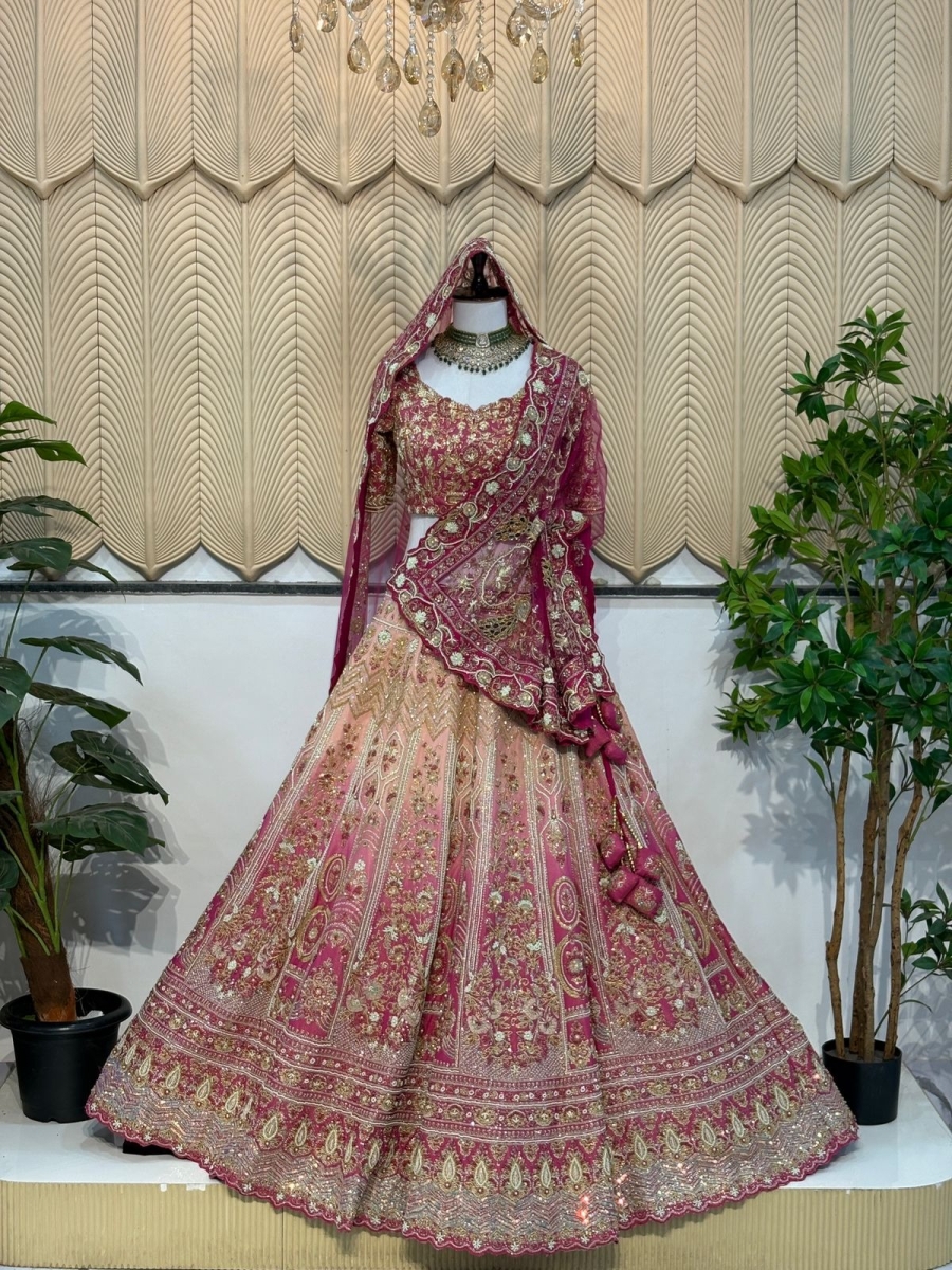 Baby pink Shaded Bridal Lehanga