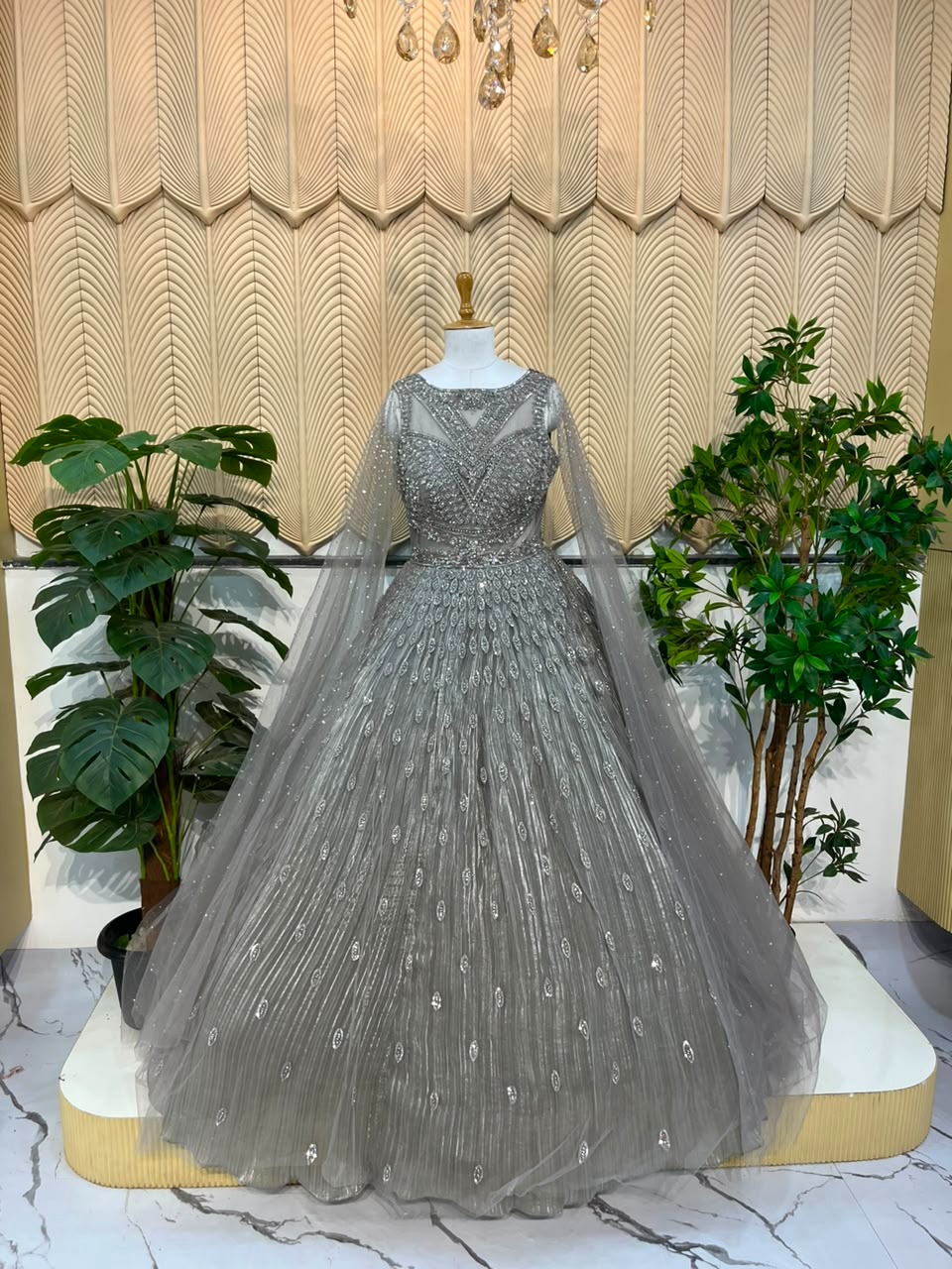 Grey Handwork Ball Gown 