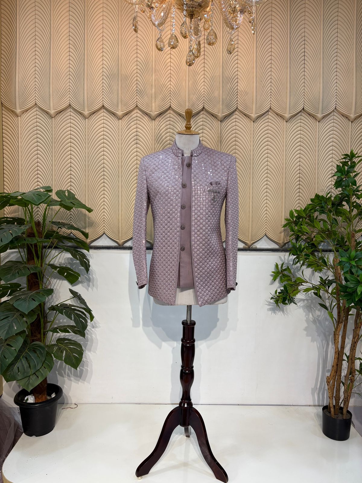 lavender jacket jodhpuri 40