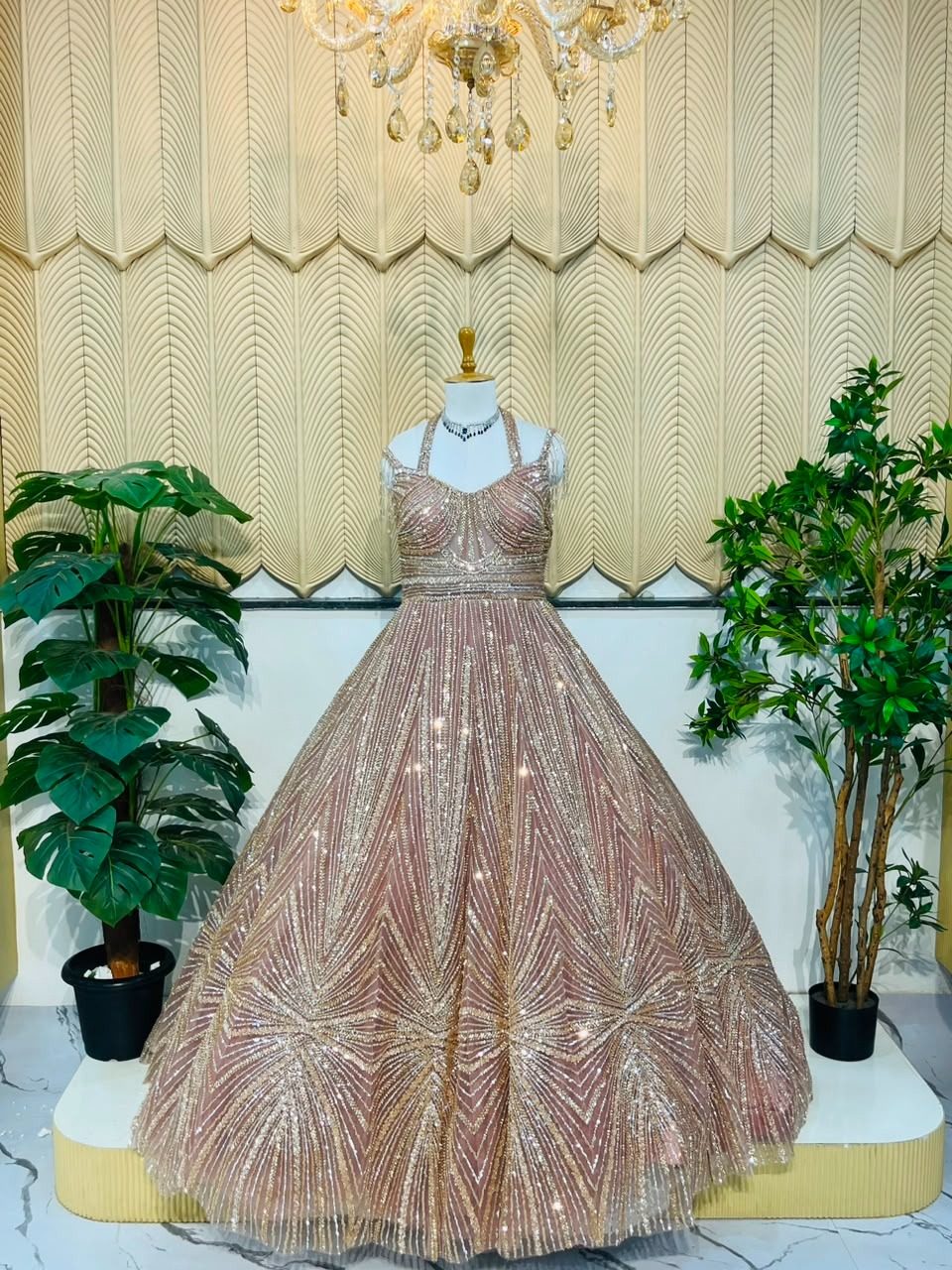 Pink Handwork Ball Gown 