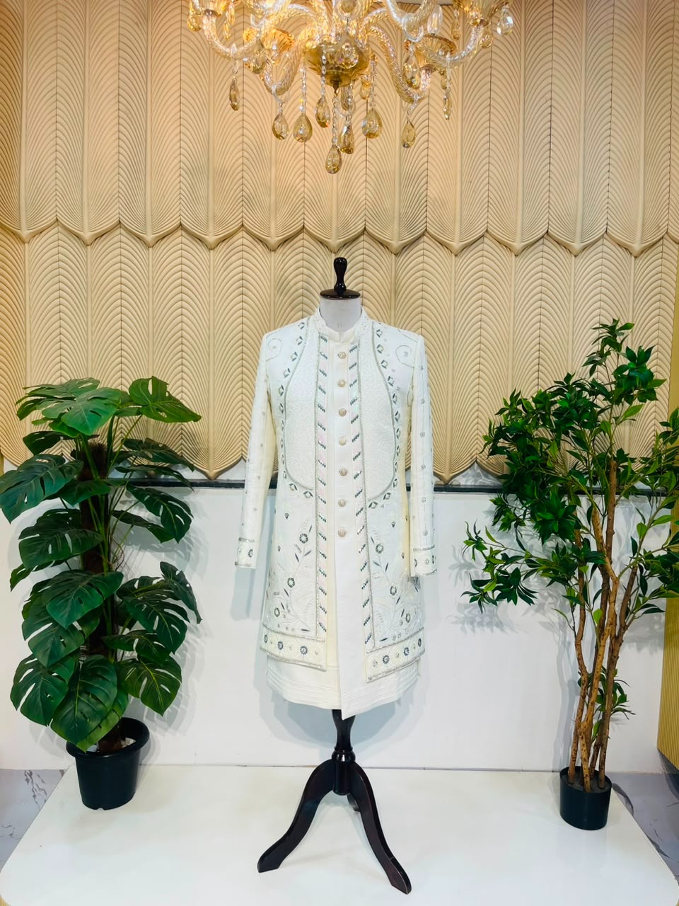White jacket sherwani 36