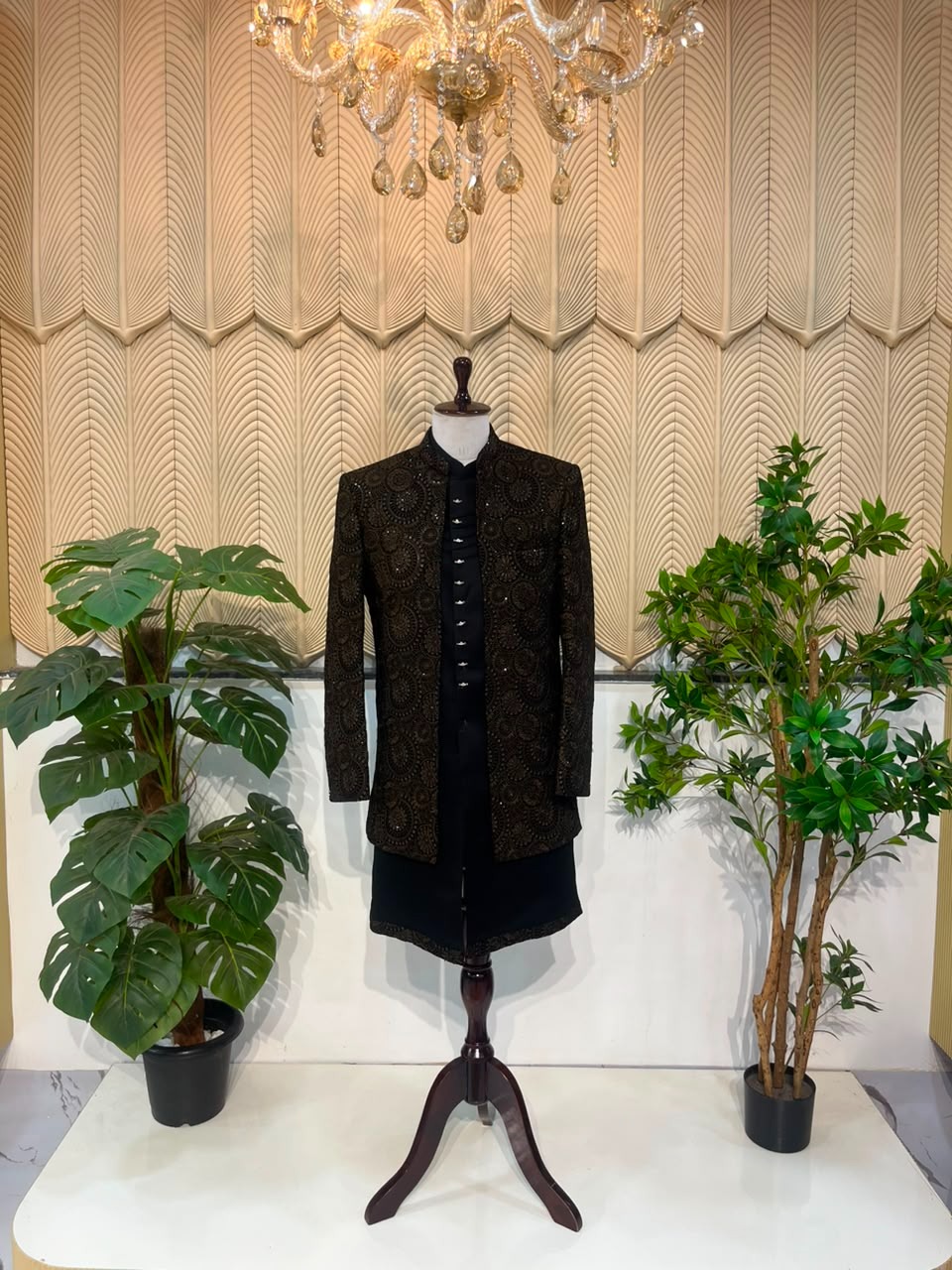 Black cream jacket indowestern 38