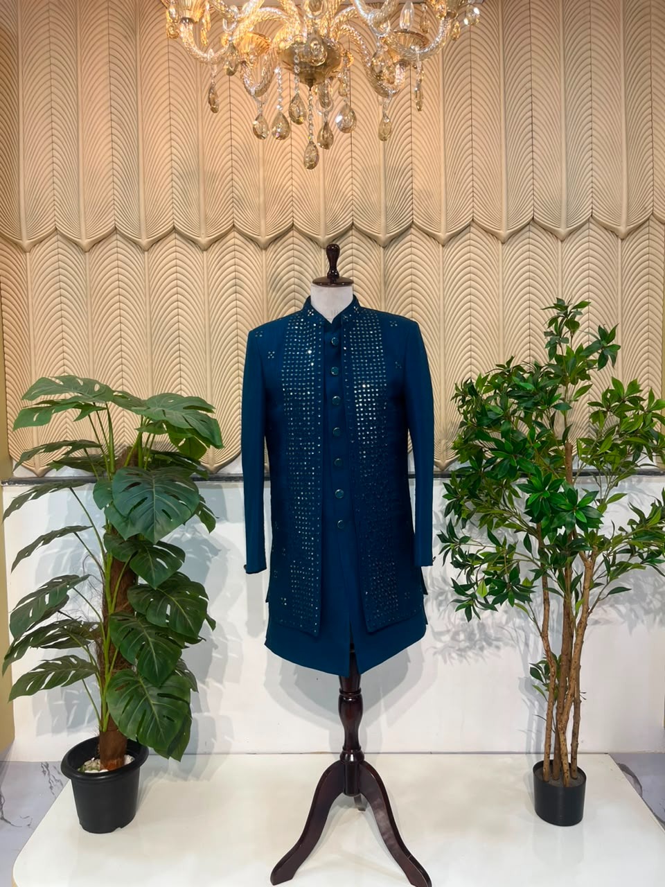 Teal blue indowestern 38