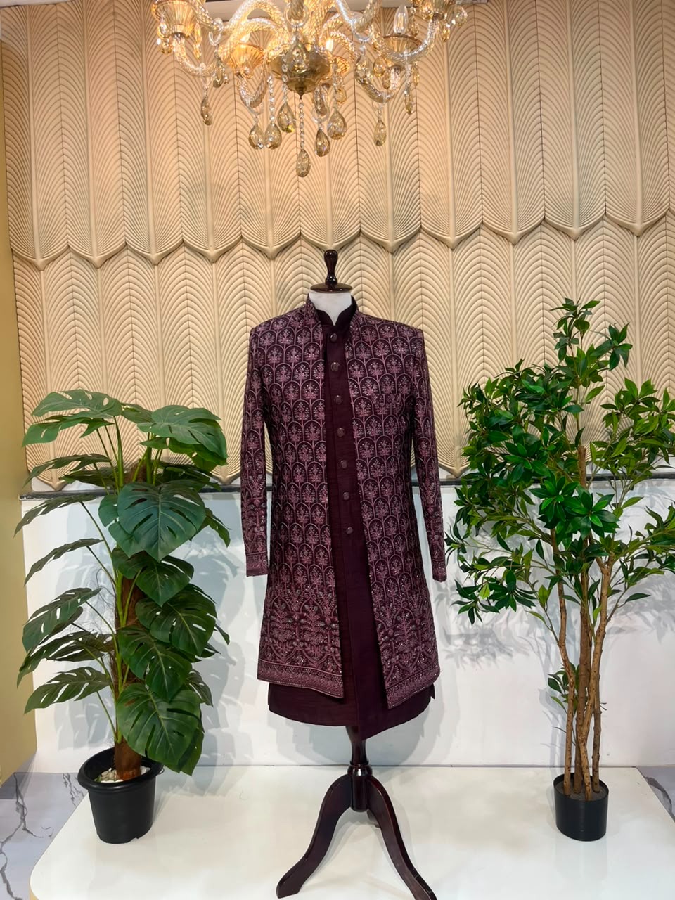 Purple Long Jacket indowestern 38