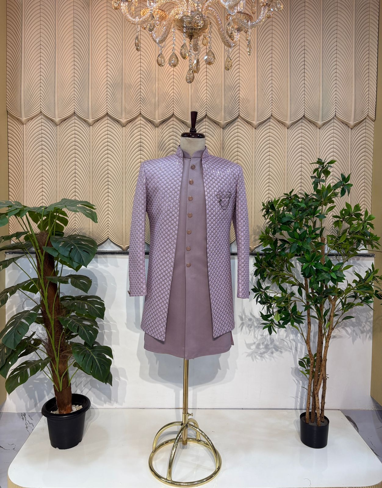 Lavender Jacket sequince sherwani 40