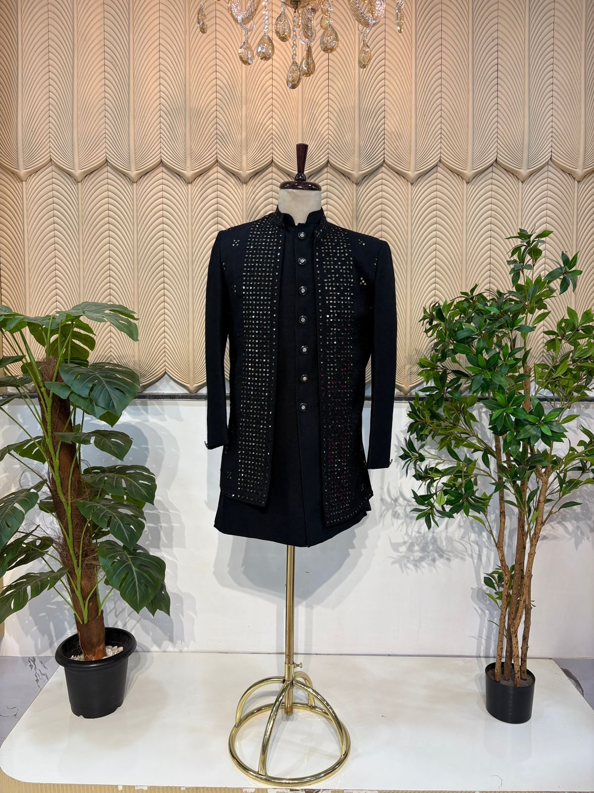 Black indowestern sherwani 40