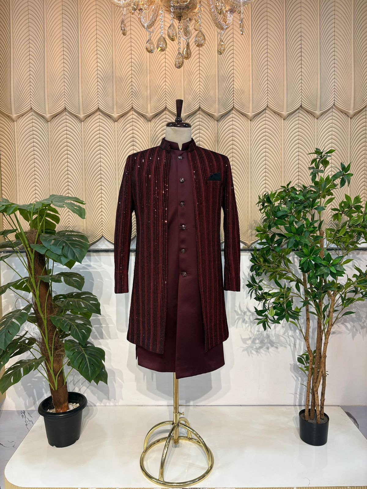 Maroon Jacket Sherwani 40