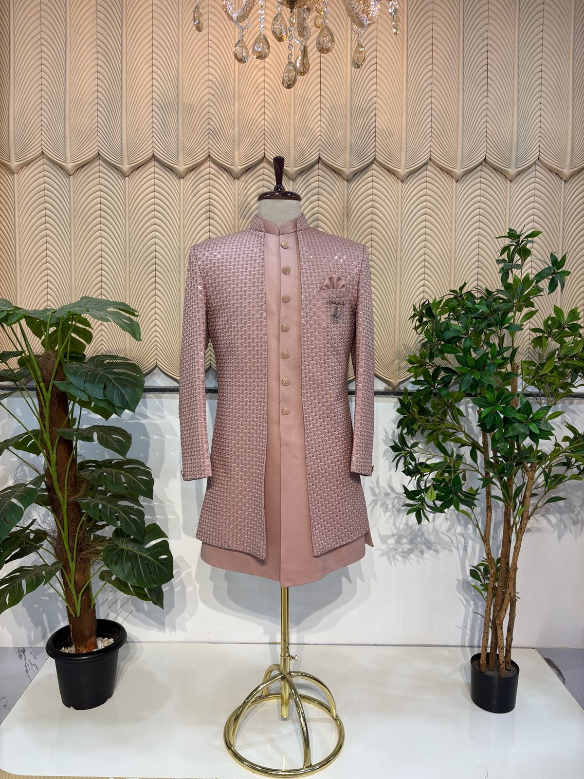 Peach Jacket Indowestern Sherwani 42