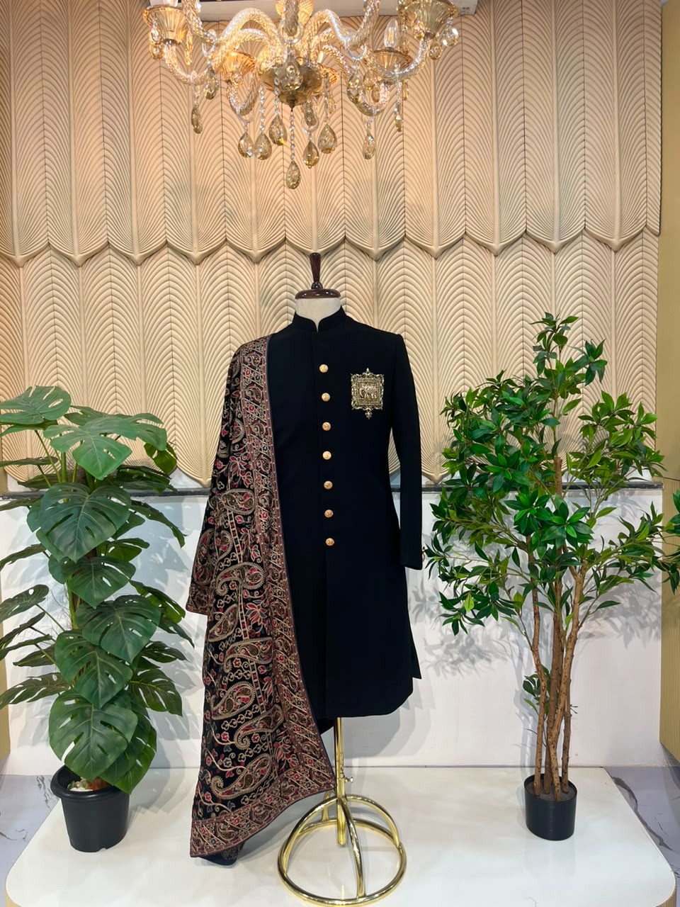 Black handwork indowestern sherwani 40 