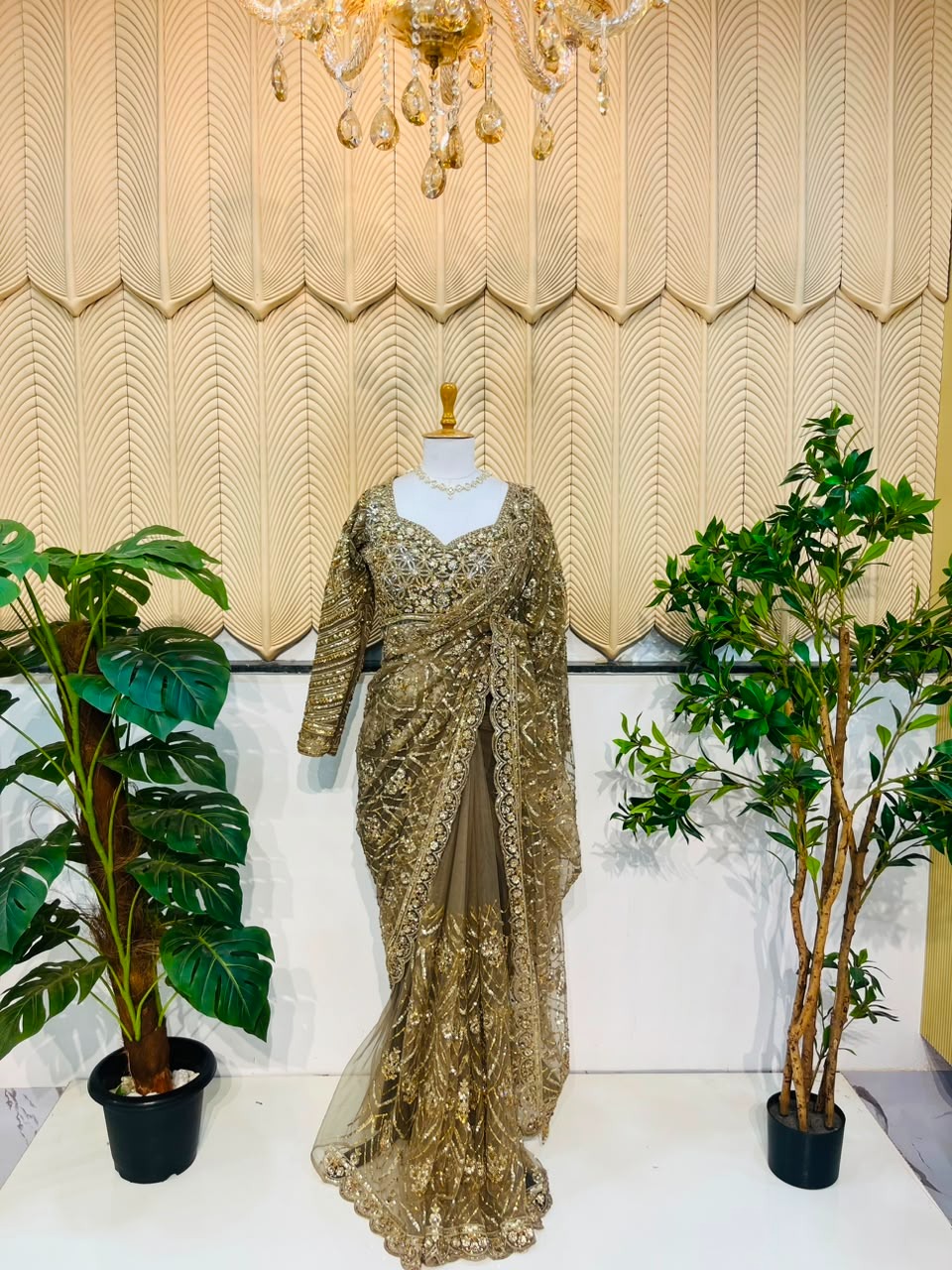 Golden Western saree 