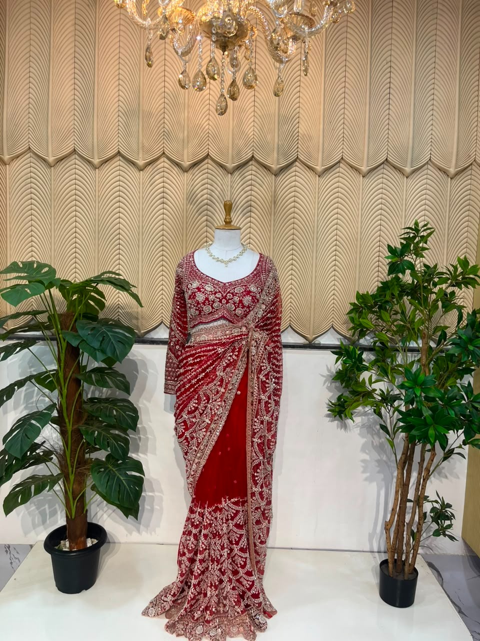 Red western saree
