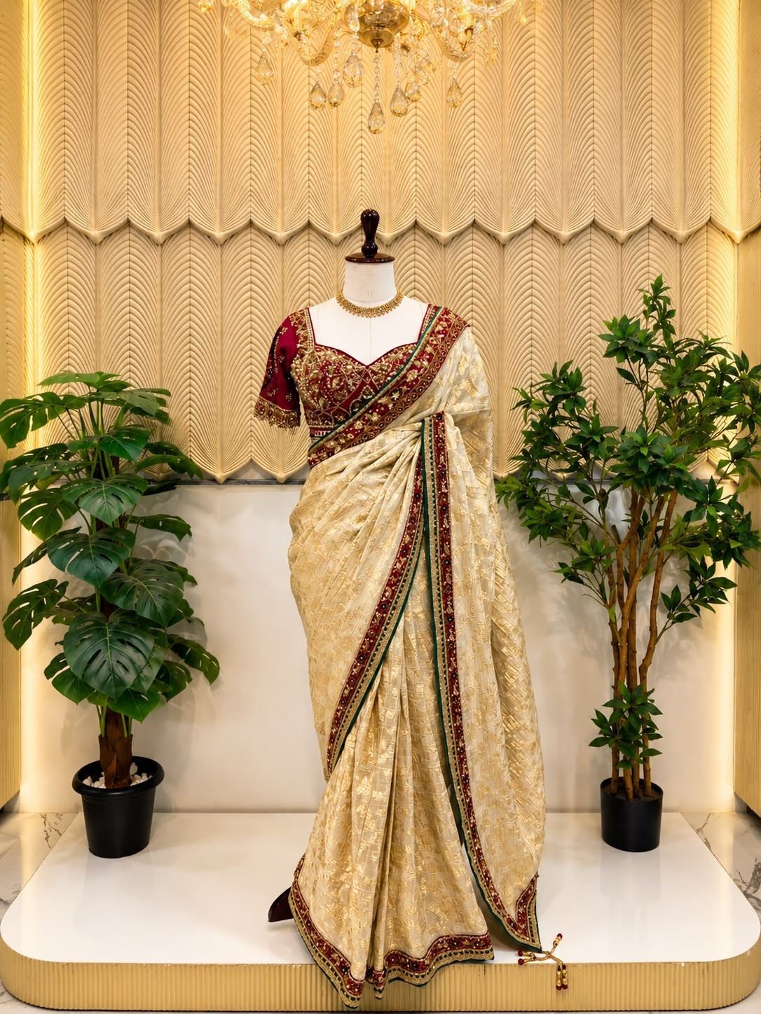 Off white Banarasi Saree