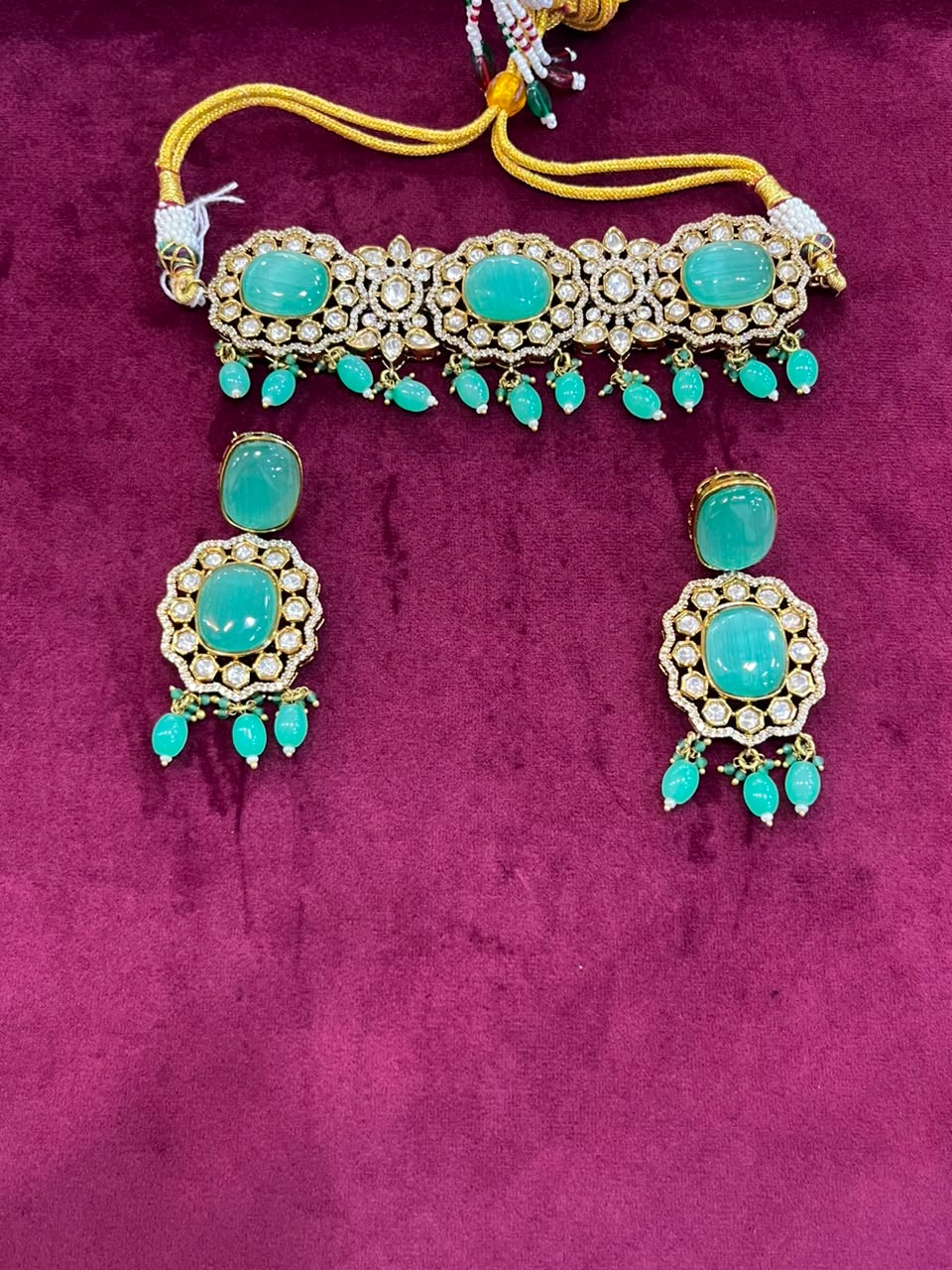 Mint Green Kundan Choker 