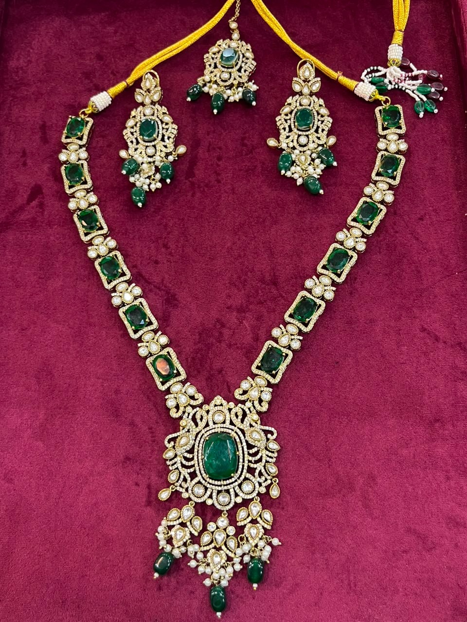 Green Long Kundan Set 