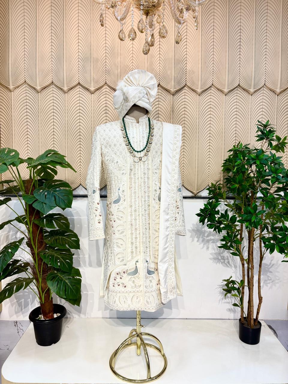 White layer sherwani 36