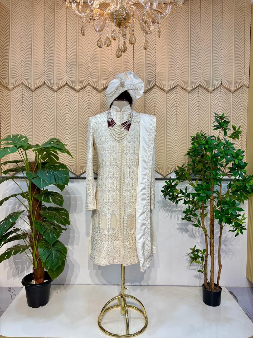 White sherwani 40