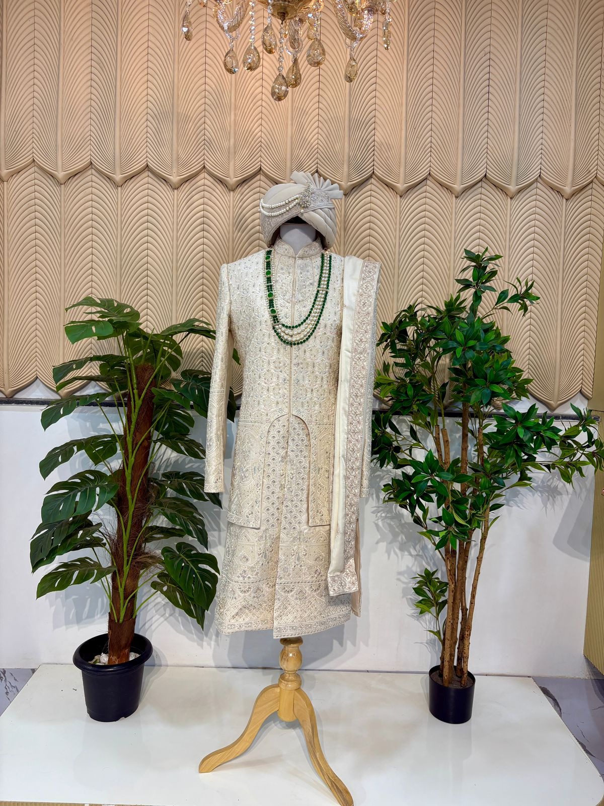 Off white layer sherwani 36
