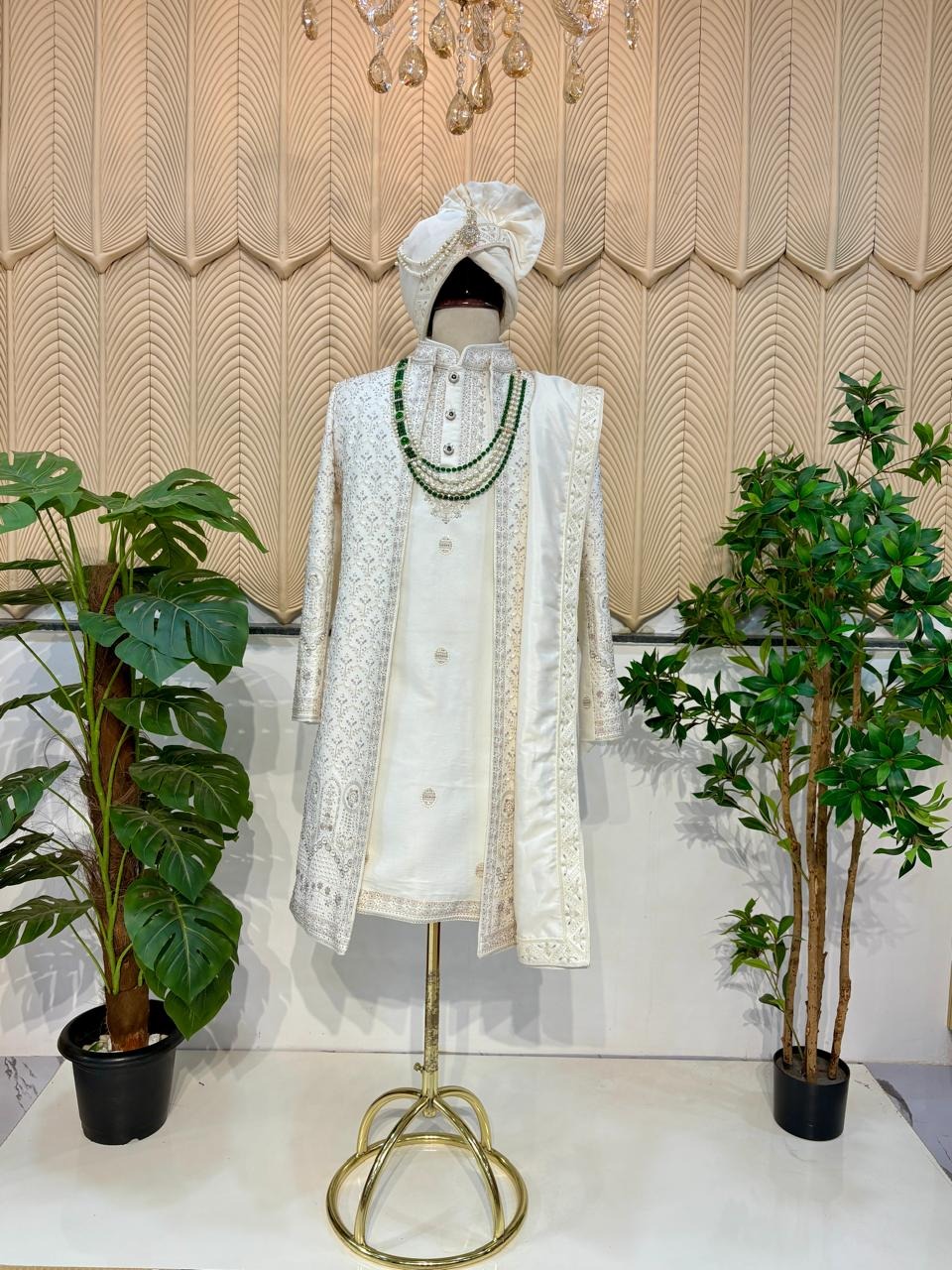 White jacket sherwani 36