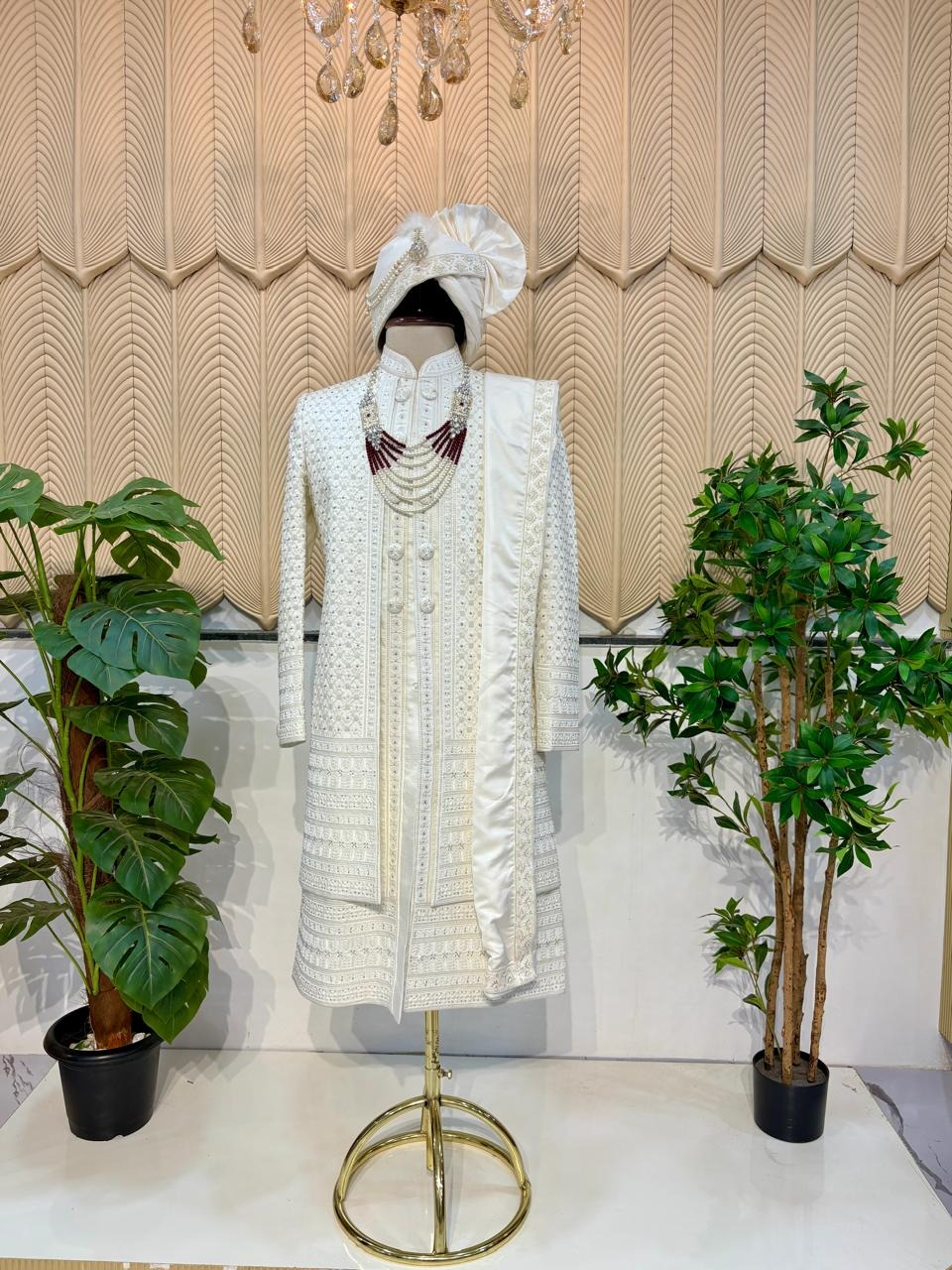 White layer sherwani 40