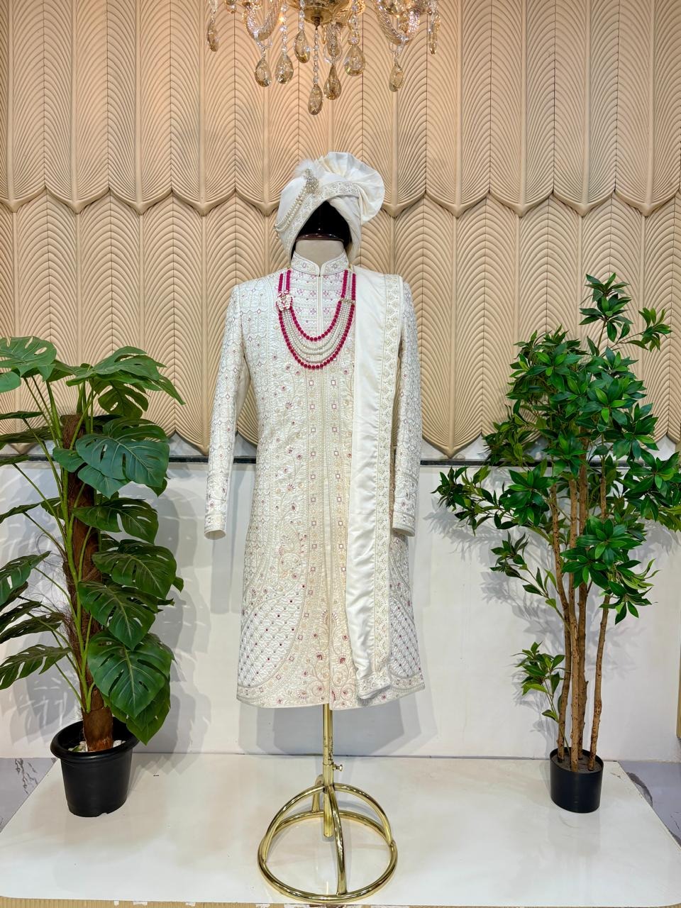 White pink sherwani 42