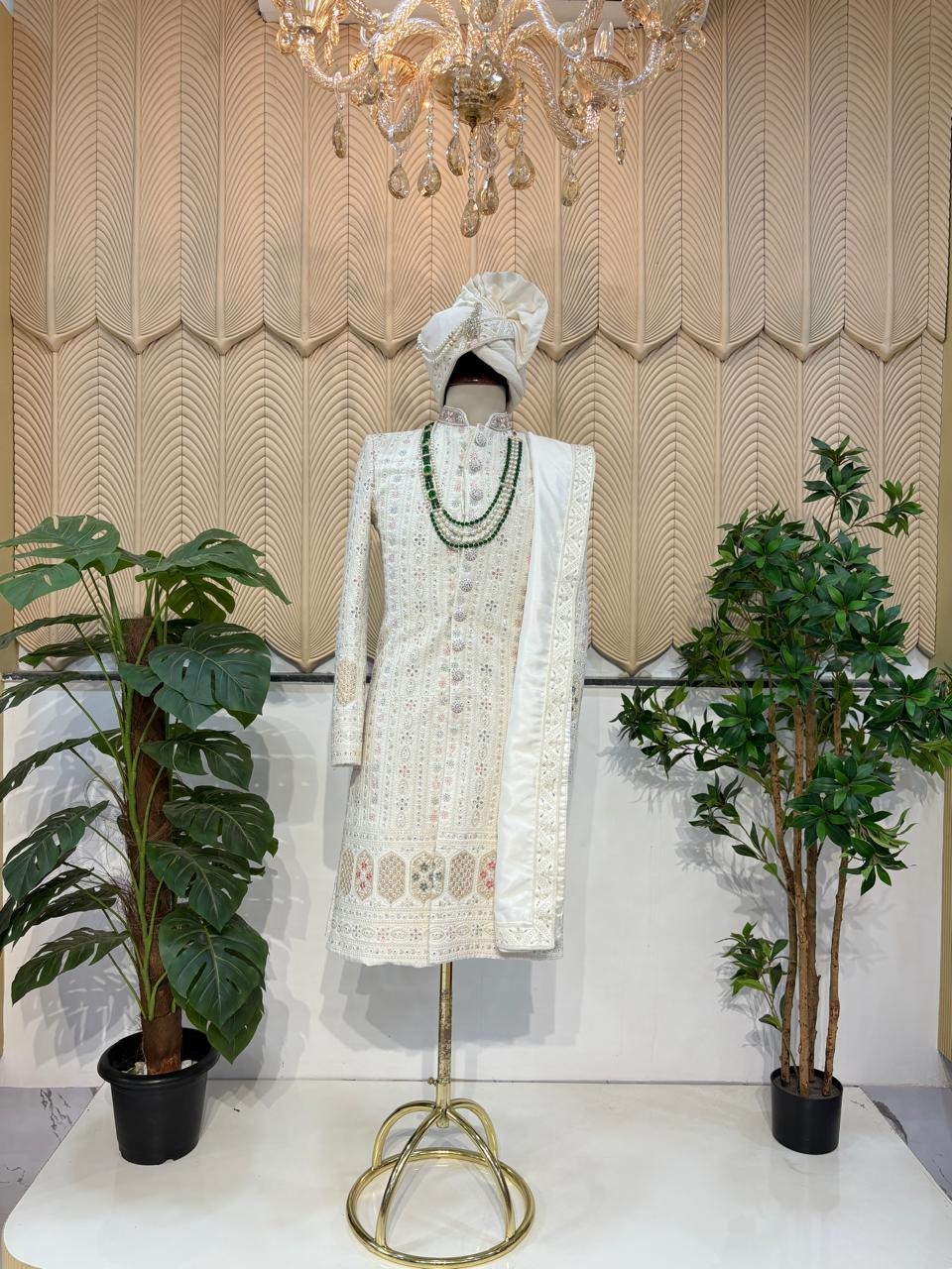 White Multi colour sherwani 36 