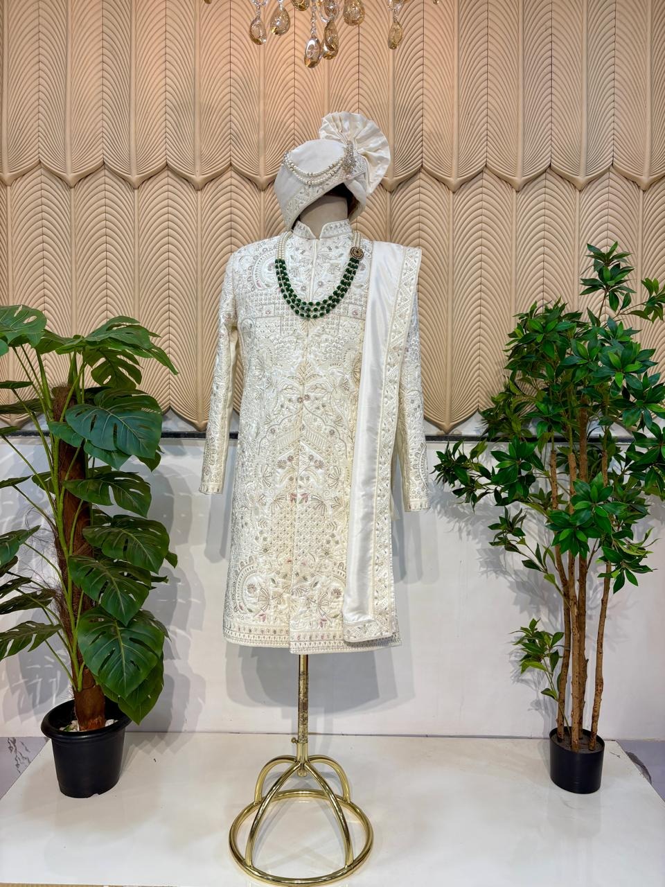 White sherwani 42