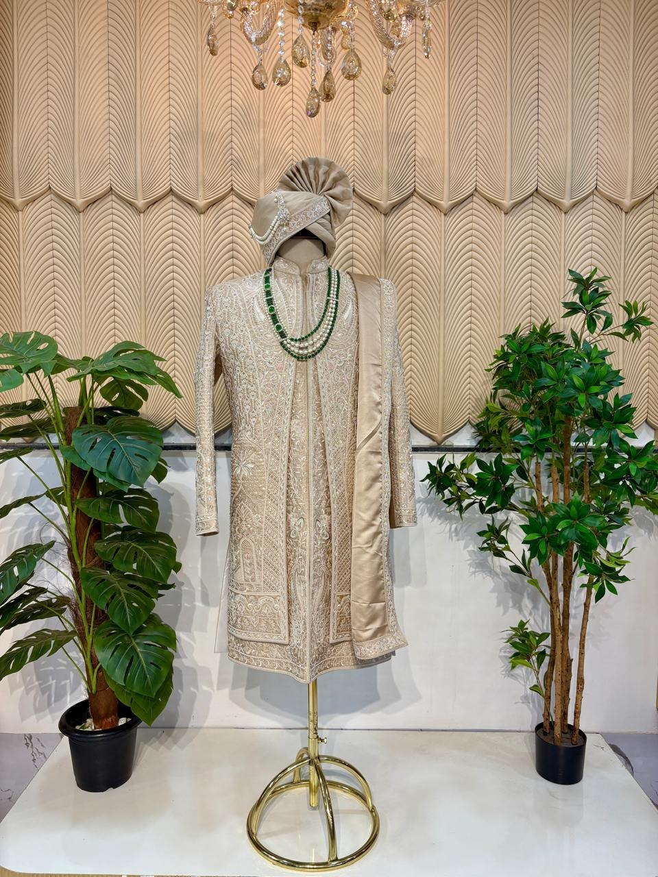 Golden layer sherwani 42