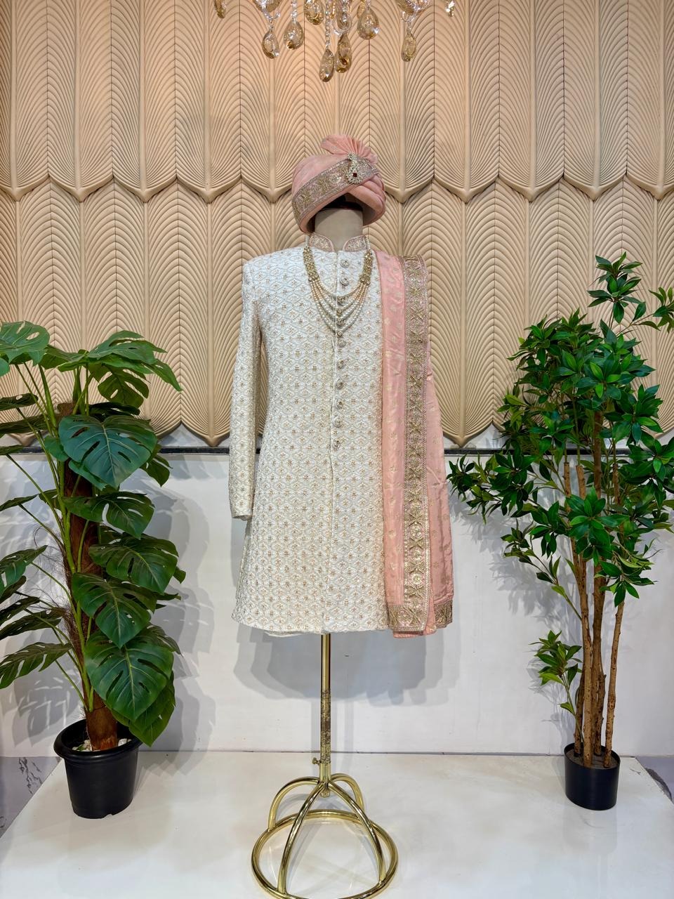 white Work Shervani 38