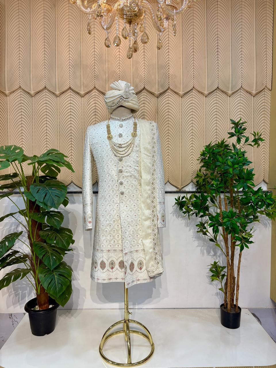 White multicolour sherwani  42