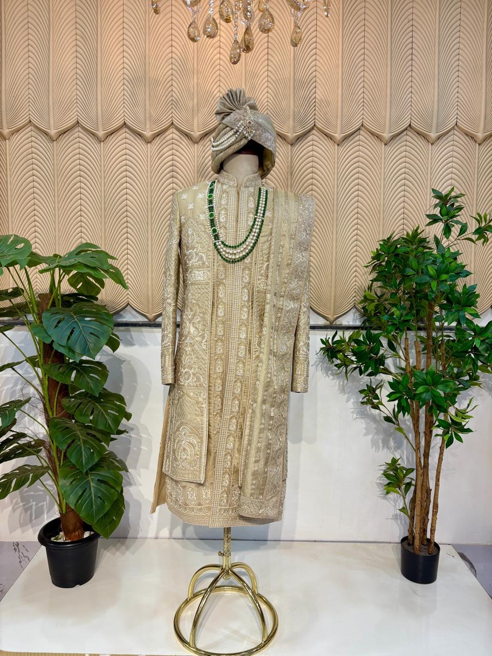 Golden layer sherwani 38