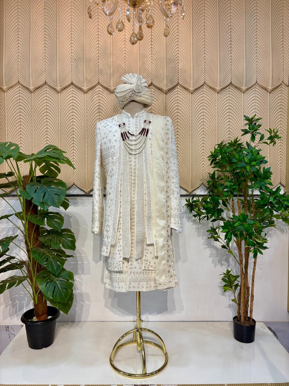 White layer sherwani 42