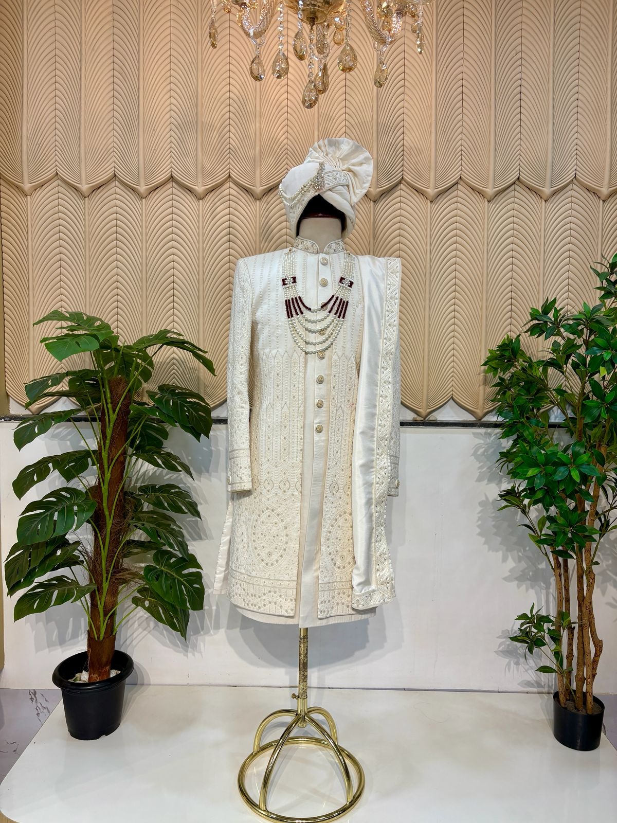 White New Jacket Sherwani 38