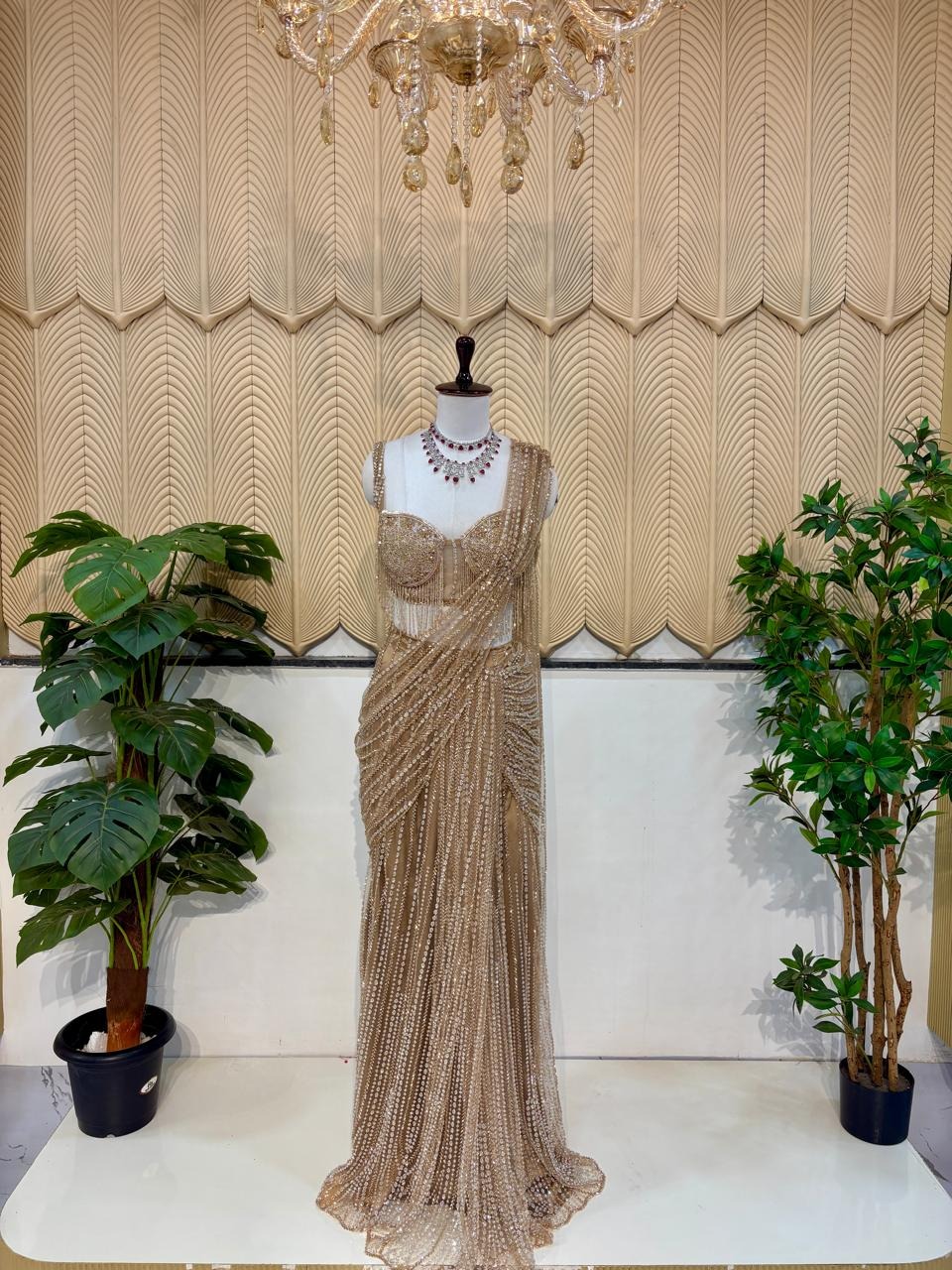 Golden Handwork Western Saree