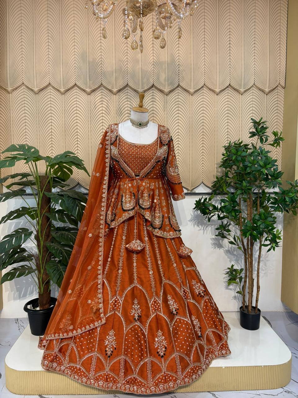 Orange Handwork Lehenga 