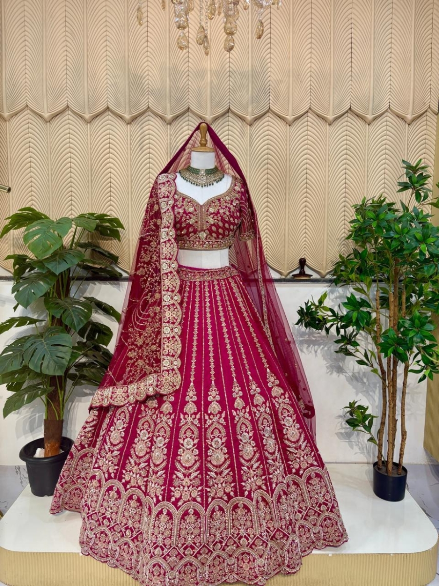 Pink handwork bridal lehenga