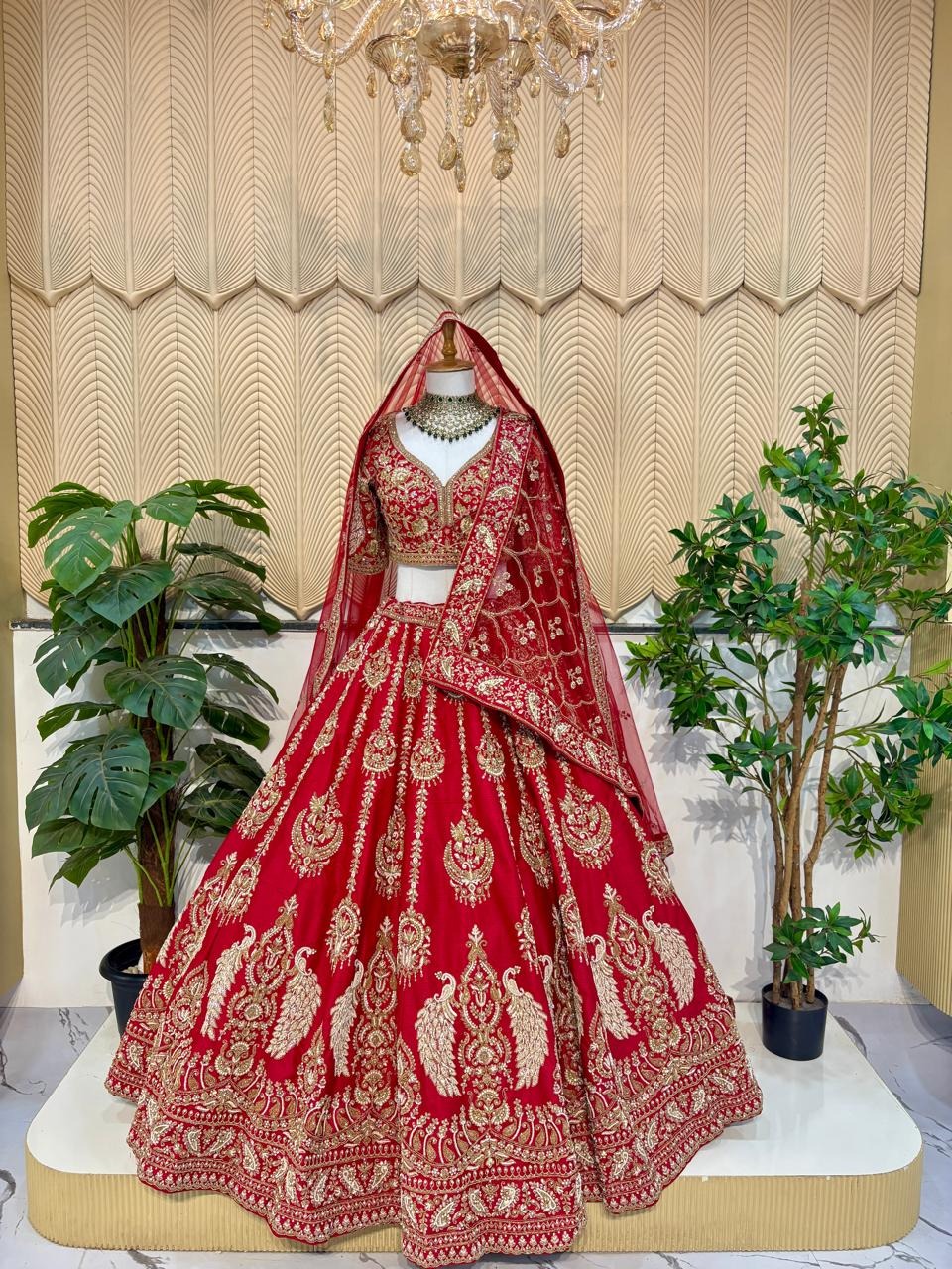 Red Handwork Bridal Lehenga