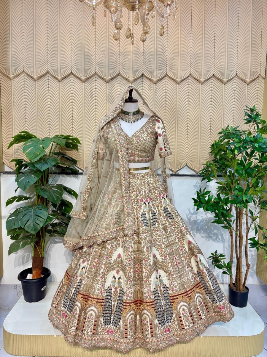 white new peacock lehenga