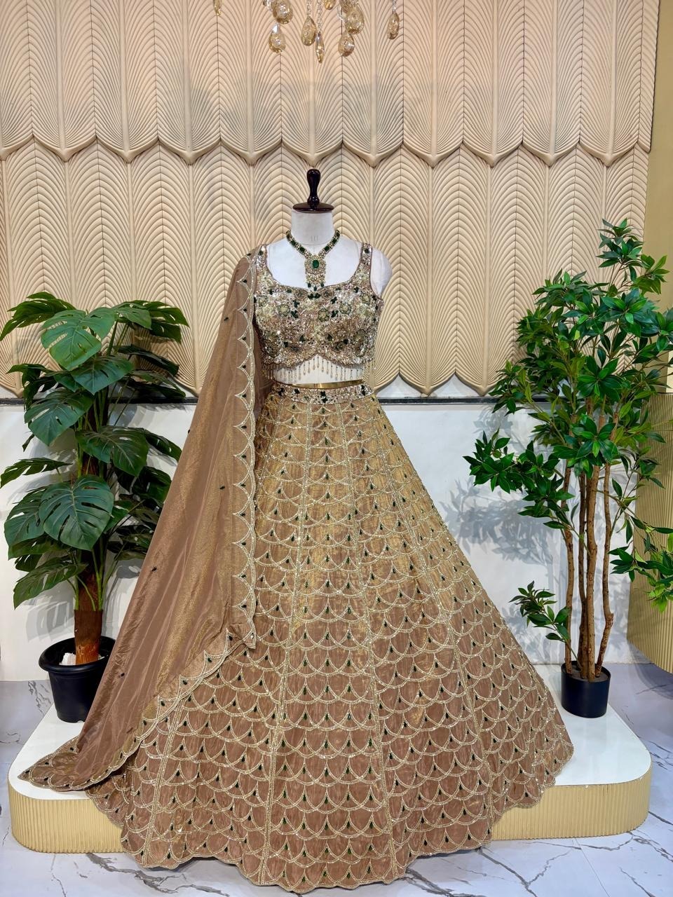 Golden Green Beats Lehenga 