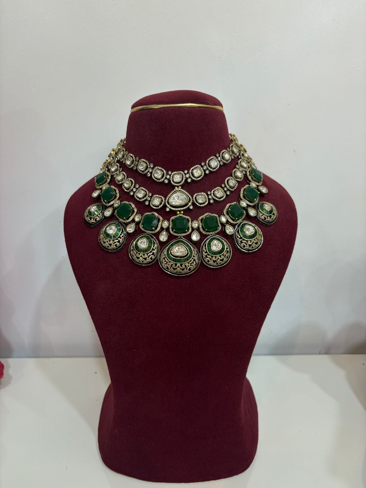 Green Kundan layer Set 