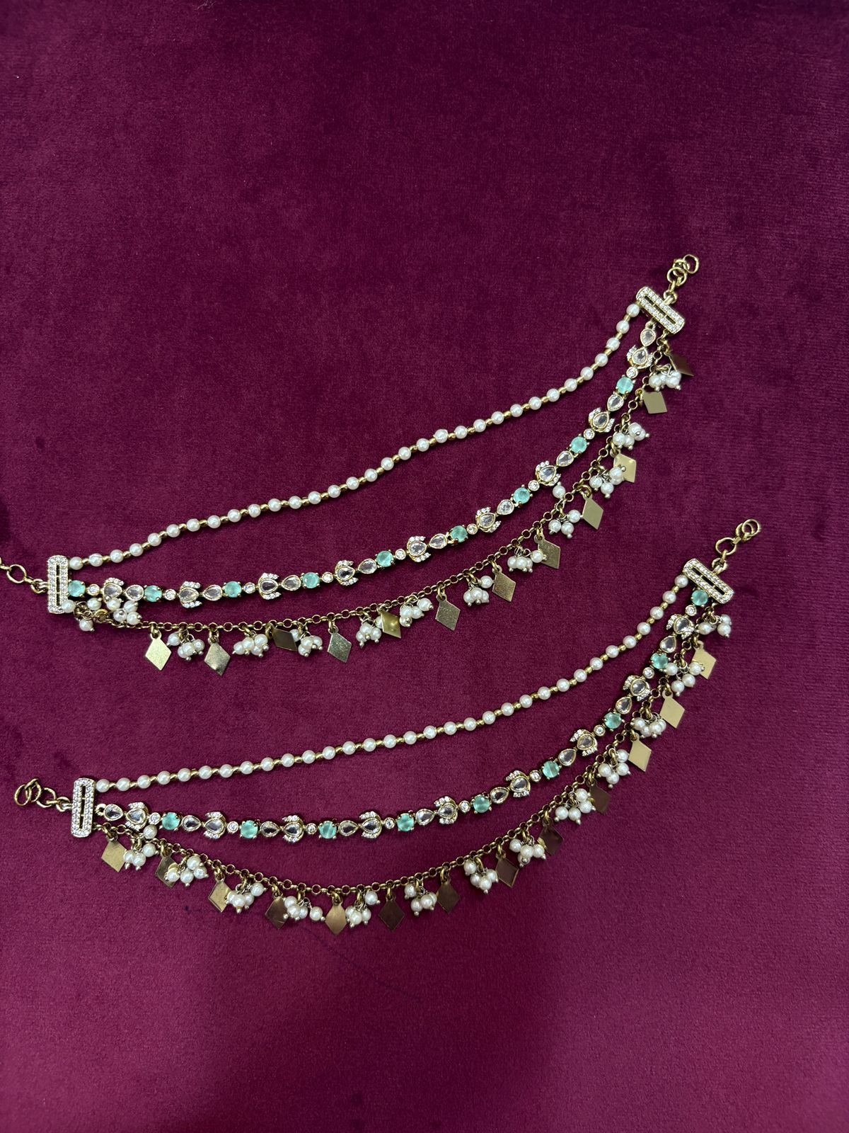 mint green kundan vel 