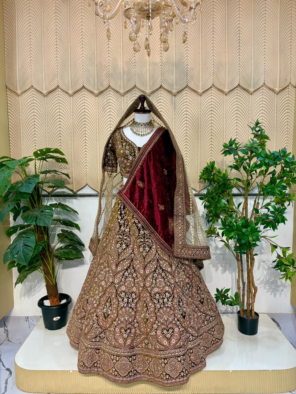 Mehandi brown Bridal Lehenga 