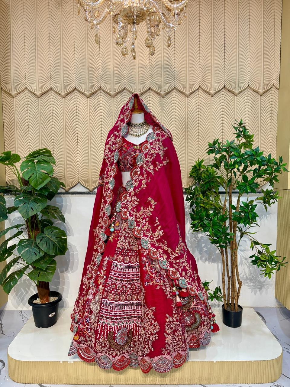 Red Thread Work lehenga